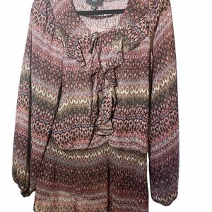 NWOT GOSSIP GIRL Patterned Long Sleeve Blouse/mini dress Romeo & Juliet